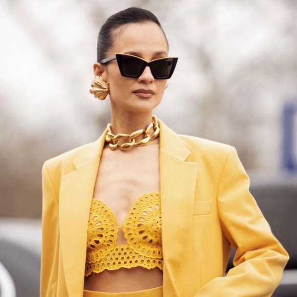 SAINT LAURENT SL570 SUNGLASSES 001 GOLD BLACK WOMEN SL570 SUNGLASSES - Picture 2 of 10